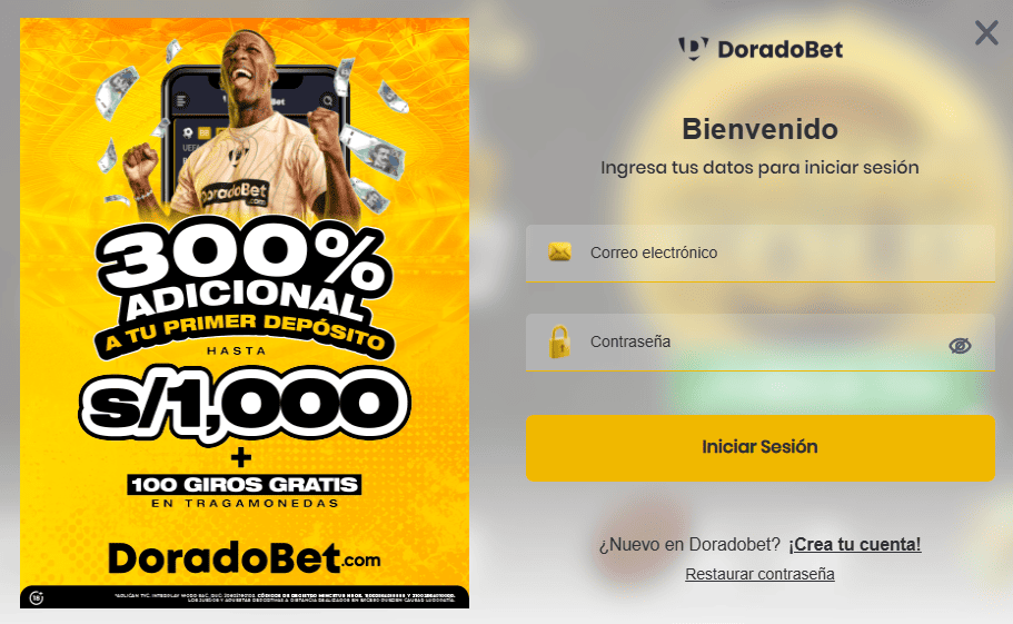 Registration at Doradobet casino